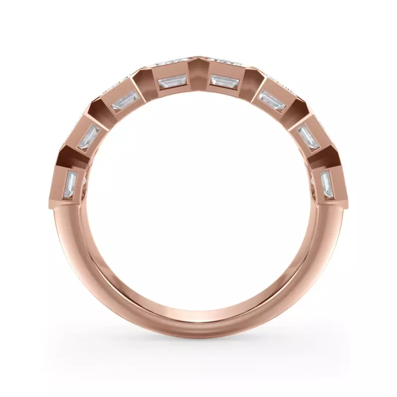 14K Rose Gold Emerald-Cut Bezel Diamond Half Eternity Ring (2.4ct. tw.)