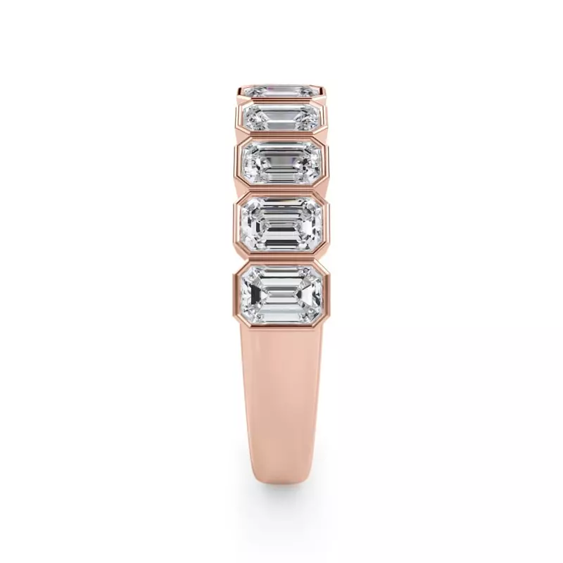 18K Rose Gold Emerald-Cut Lab Bezel Diamond Half Eternity Ring (1.50ct. tw.)