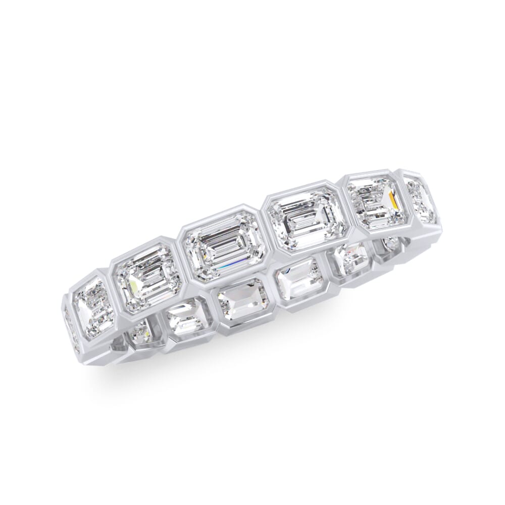 18K White Gold East-West Emerald-Cut Bezel Lab Diamond Eternity Ring (2.10ct. tw.)