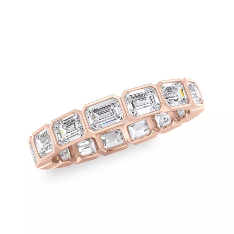 18K Rose Gold East-West Emerald-Cut Bezel Diamond Eternity Ring (2.10ct. tw.)