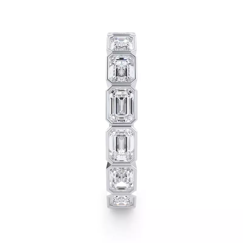 18K White Gold East-West Emerald-Cut Bezel Diamond Eternity Ring (2.10ct. tw.)