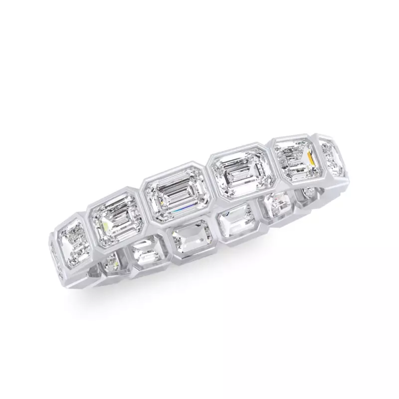 18K White Gold East-West Emerald-Cut Bezel Diamond Eternity Ring (2.10ct. tw.)