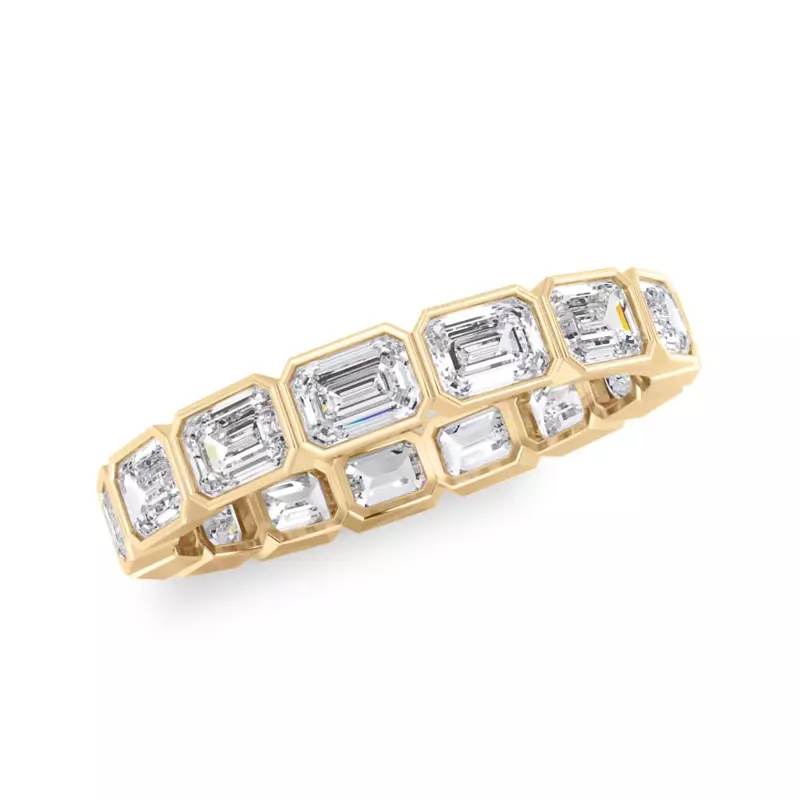 18K Yellow Gold East-West Emerald-Cut Bezel Diamond Eternity Ring (2.10ct. tw.)