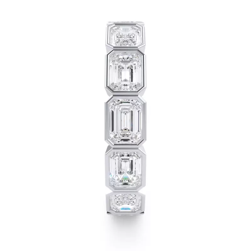 14K White Gold East-West Emerald-Cut Bezel Diamond Eternity Ring (3.00ct. tw.)