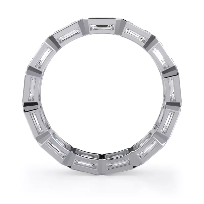 14K White Gold East-West Emerald-Cut Bezel Diamond Eternity Ring (3.00ct. tw.)