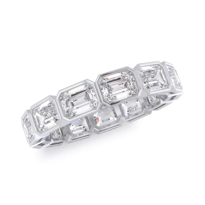 14K White Gold East-West Emerald-Cut Bezel Diamond Eternity Ring (3.00ct. tw.)