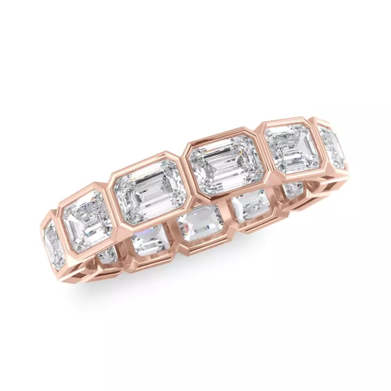 18K Rose Gold East-West Emerald-Cut Bezel Diamond Eternity Ring (3.00ct. tw.)