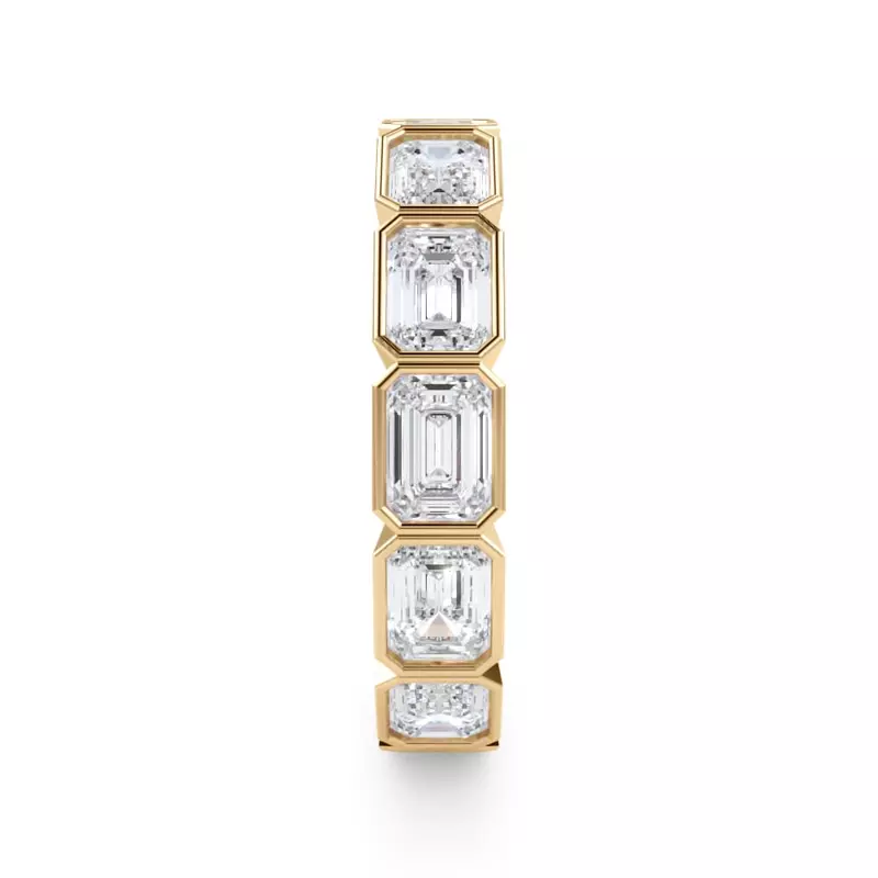 18K Yellow Gold East-West Emerald-Cut Bezel Lab Diamond Eternity Ring (4.00ct. tw.)