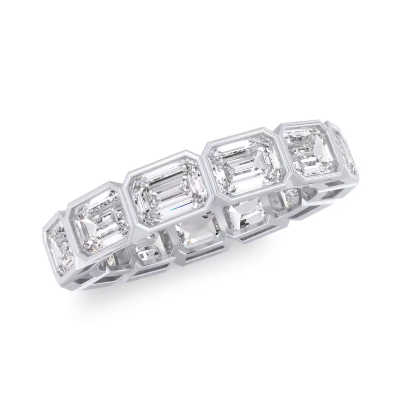 14K White Gold East-West Emerald-Cut Bezel Diamond Eternity Ring (4.00ct. tw.)