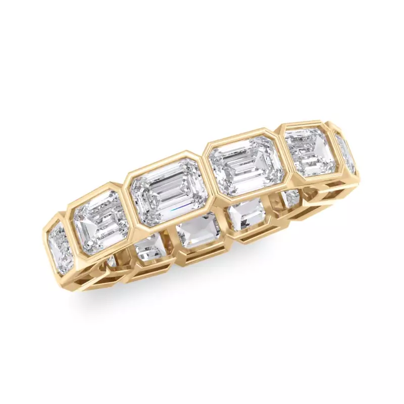 14K Yellow Gold East-West Emerald-Cut Bezel Diamond Eternity Ring (4.00ct. tw.)