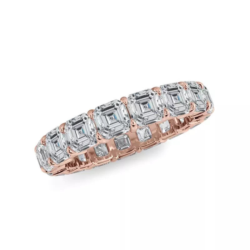 18K Rose Gold Asscher Cut Lab Diamond Eternity Ring (5.0 ct. tw.)