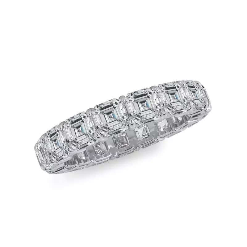 18K White Gold Asscher Cut Lab Diamond Eternity Ring (5.0 ct. tw.)