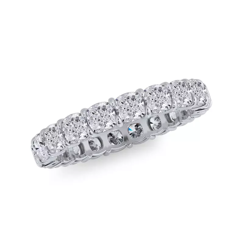 14K White Gold Cushion Cut Lab Diamond Eternity Ring (3.0 ct. tw.)