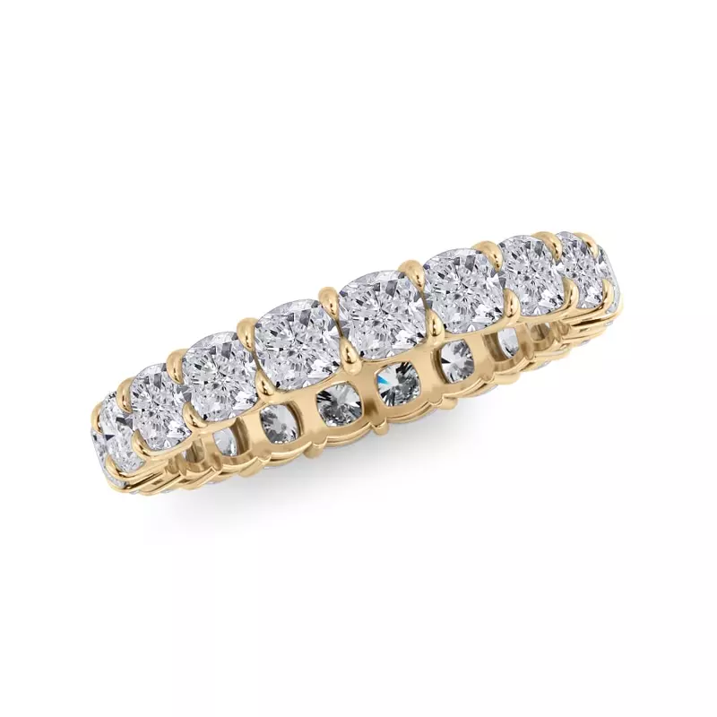 14K Yellow Gold Cushion Cut Diamond Eternity Ring (3.0 ct. tw.)