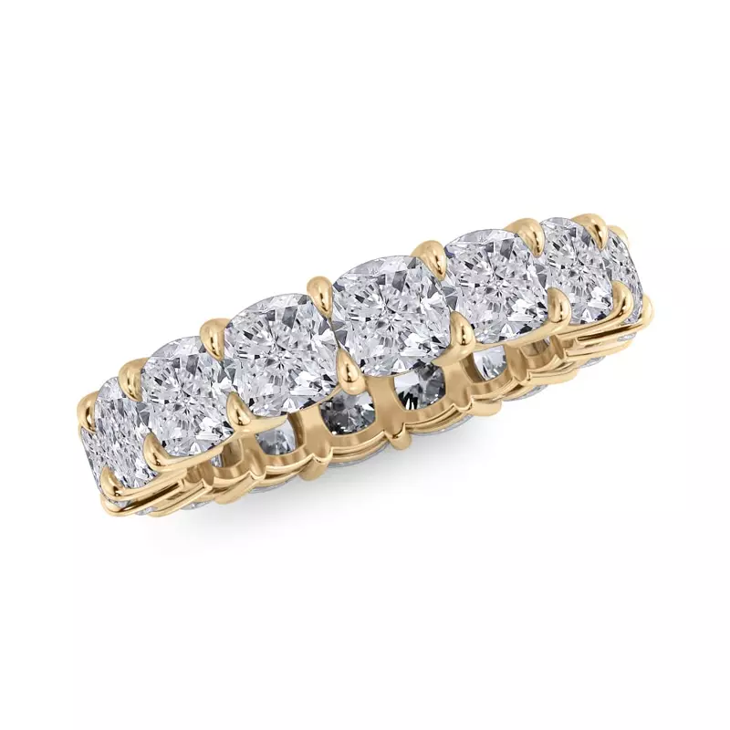 18K Yellow Gold Cushion Cut Lab Diamond Eternity Ring (7.0 ct. tw.)