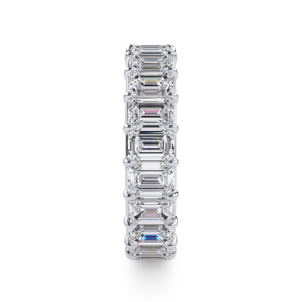 18K White Gold Emerald Cut Diamond Eternity Ring (5.0 ct. tw.)