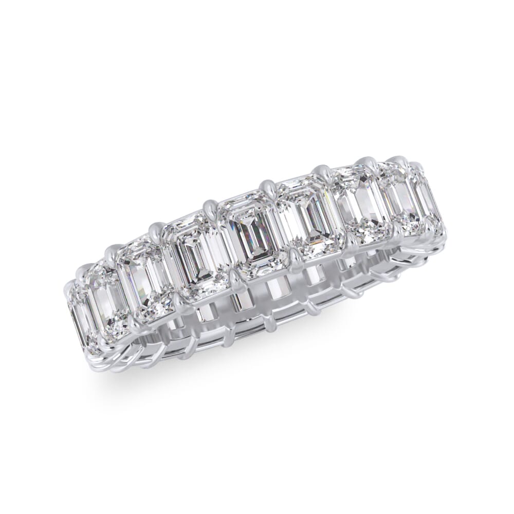 18K White Gold Emerald Cut Diamond Eternity Ring (5.0 ct. tw.)