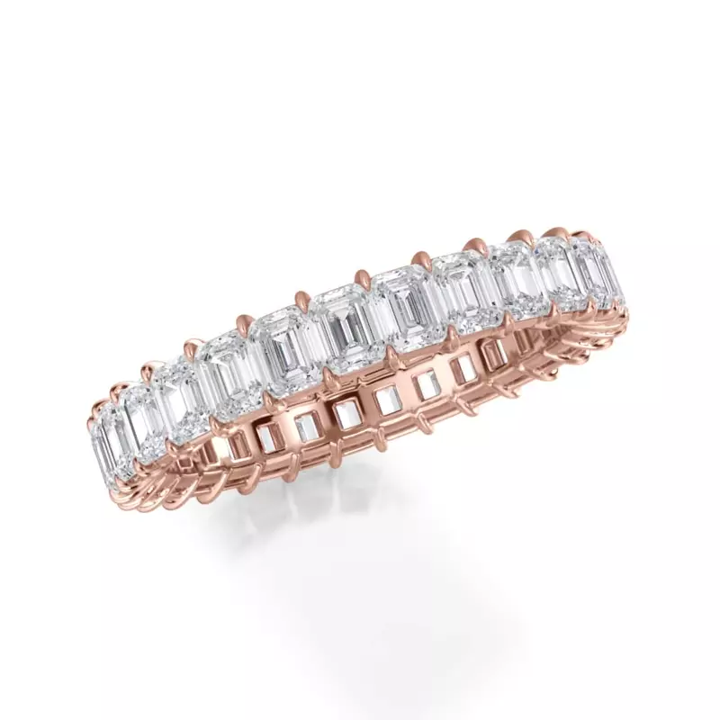 18K Rose Gold Emerald Cut Lab Diamond Eternity Ring (2.0 ct. tw.)