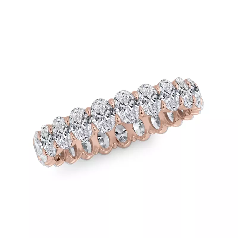 14K Rose Gold Oval Cut Lab Diamond Eternity Ring (2.0 ct. tw.)