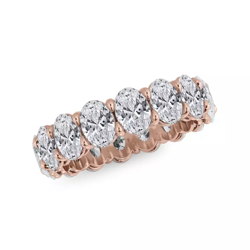 18K Rose Gold Oval Cut Lab Diamond Eternity Ring (6.0 ct. tw.)