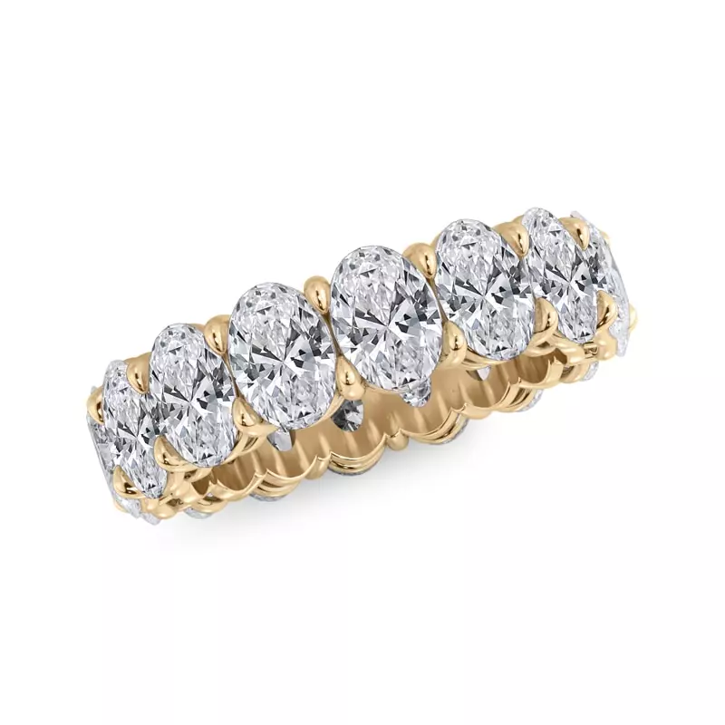 14K Yellow Gold Oval Cut Lab Diamond Eternity Ring (7.0 ct. tw.)