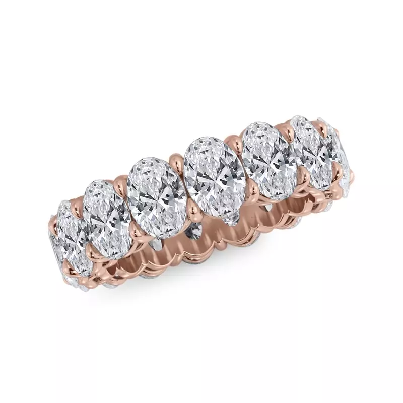 18K Rose Gold Oval Cut Diamond Eternity Ring (7.0 ct. tw.)