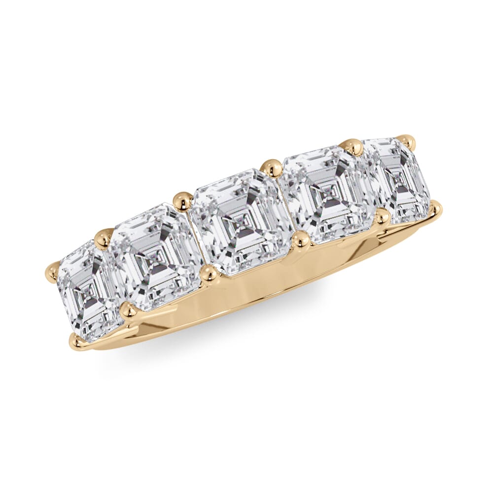 18K Yellow Gold Asscher Cut Diamond 5 Stone Ring (3.00 ct. tw.)