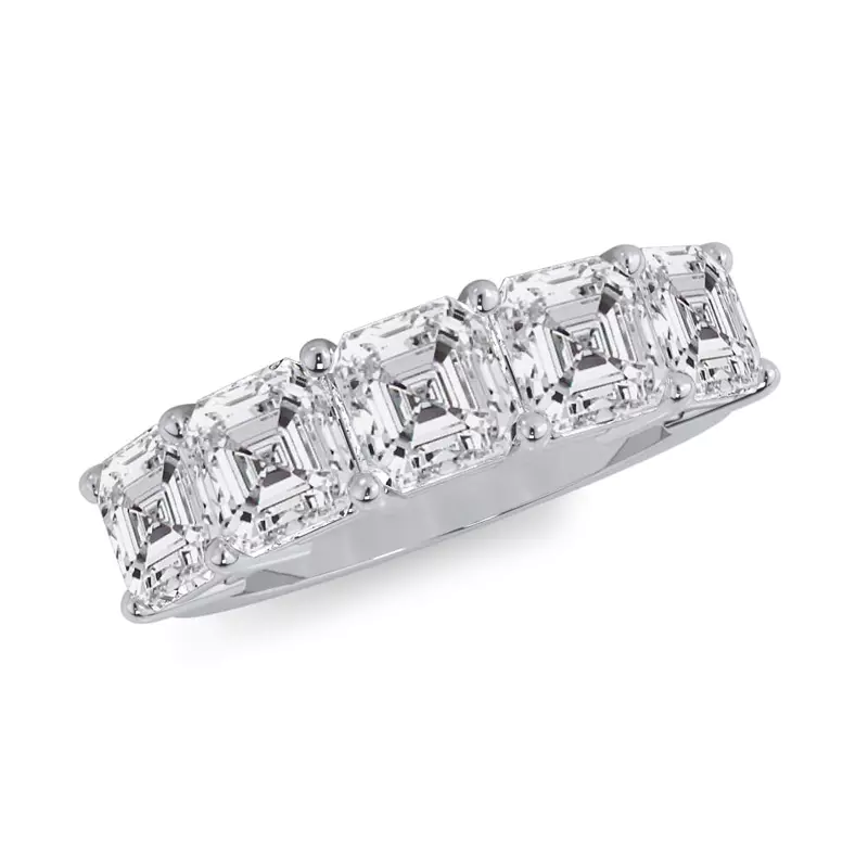 14K White Gold Asscher Cut Lab Diamond 5 Stone Ring (3.50 ct. tw.)