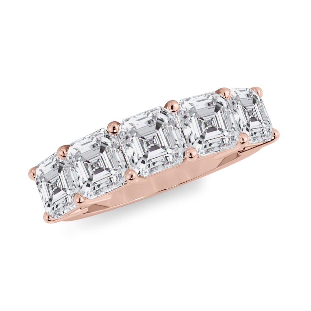 18K Rose Gold Asscher Cut Diamond 5 Stone Ring (3.50 ct. tw.)