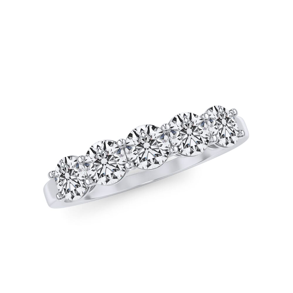 18K White Gold Classic Five-Stone Round Diamond Band (1.00ct. tw.)