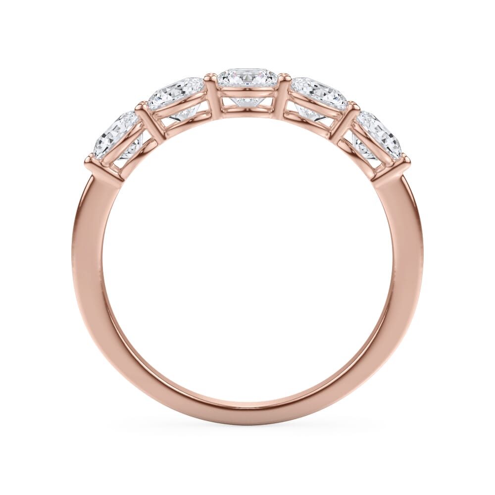 18K Rose Gold Classic Five-Stone Round Lab Diamond Band (1.25ct. tw.)