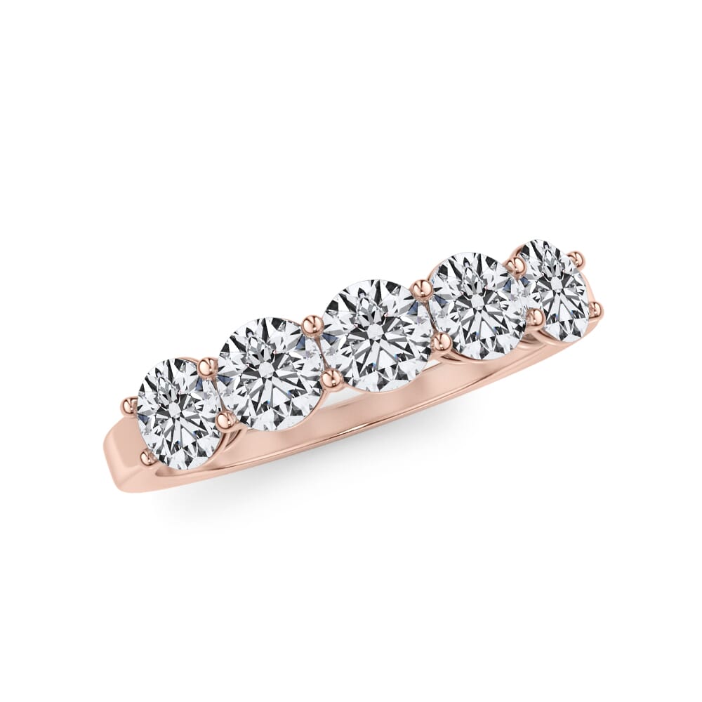 18K Rose Gold Classic Five-Stone Round Lab Diamond Band (1.25ct. tw.)