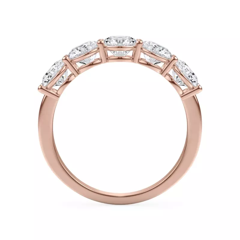 18K Rose Gold Classic Five-Stone Round Lab Diamond Band (1.50ct. tw.)
