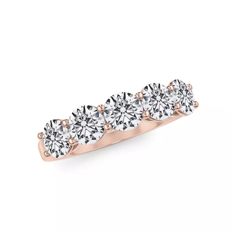 18K Rose Gold Classic Five-Stone Round Lab Diamond Band (1.50ct. tw.)