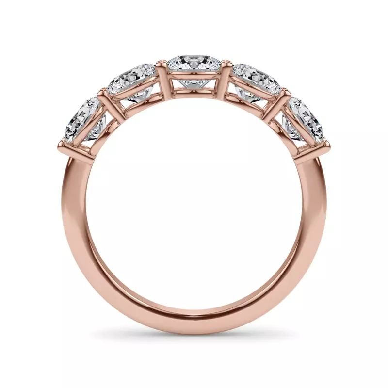 18K Rose Gold Classic Five-Stone Round Lab Diamond Band (2.00ct. tw.)