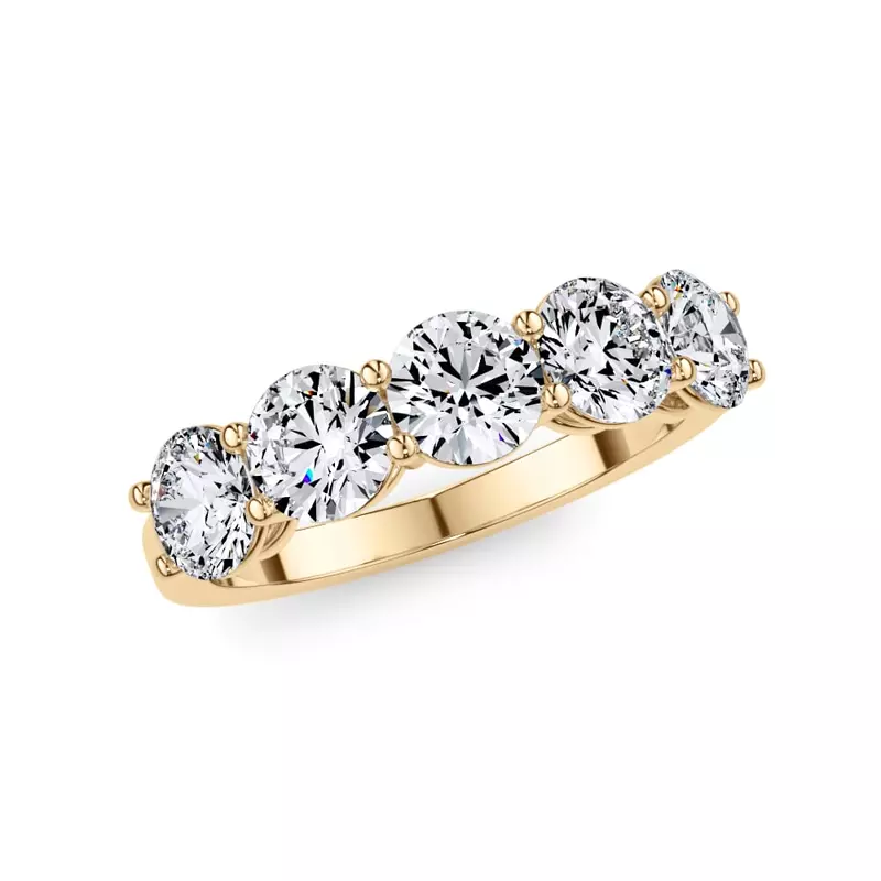18K Yellow Gold Classic Five-Stone Round Lab Diamond Band (2.00ct. tw.)
