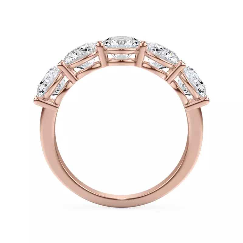 14K Rose Gold Classic Five-Stone Round Lab Diamond Band (2.50ct. tw.)
