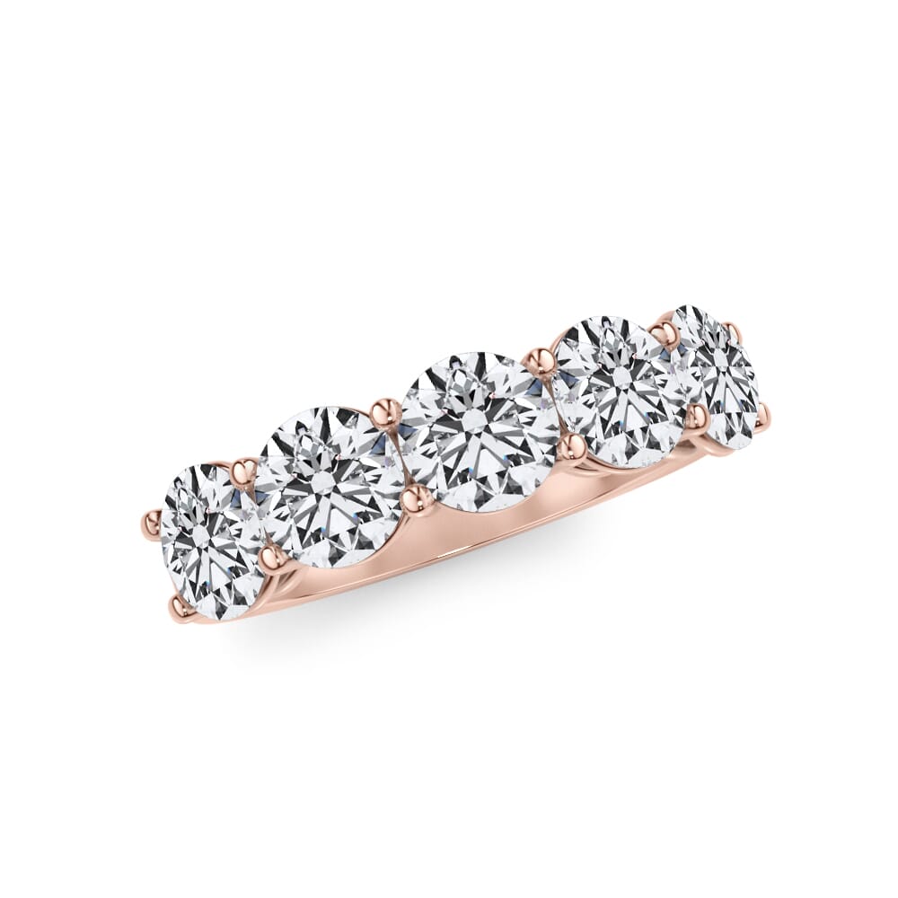18K Rose Gold Classic Five-Stone Round Lab Diamond Band (2.50ct. tw.)