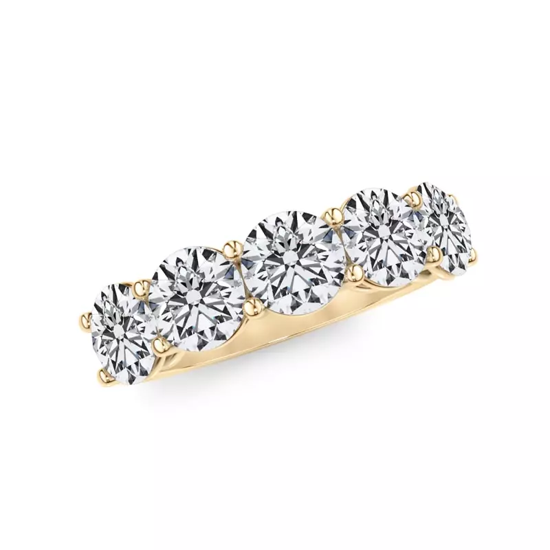 18K Yellow Gold Classic Five-Stone Round Lab Diamond Band (3.00ct. tw.)