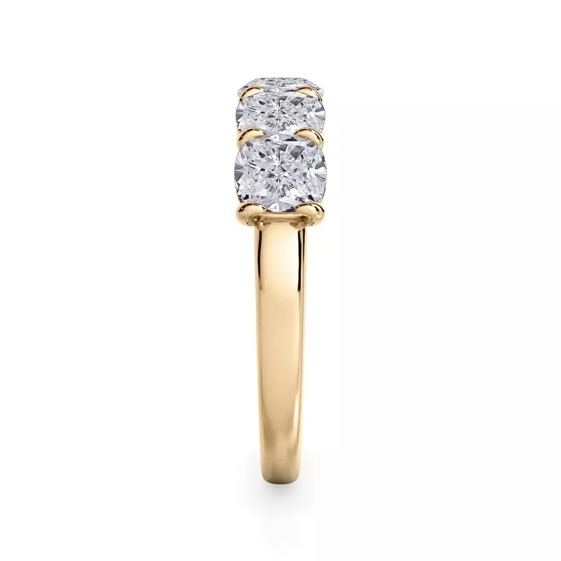 14K Yellow Gold Cushion Cut Lab Diamond 5 Stone Ring (2.50 ct. tw.)