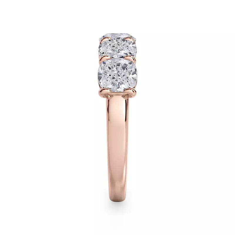 14K Rose Gold Cushion Cut Lab Diamond 5 Stone Ring (3.00 ct. tw.)