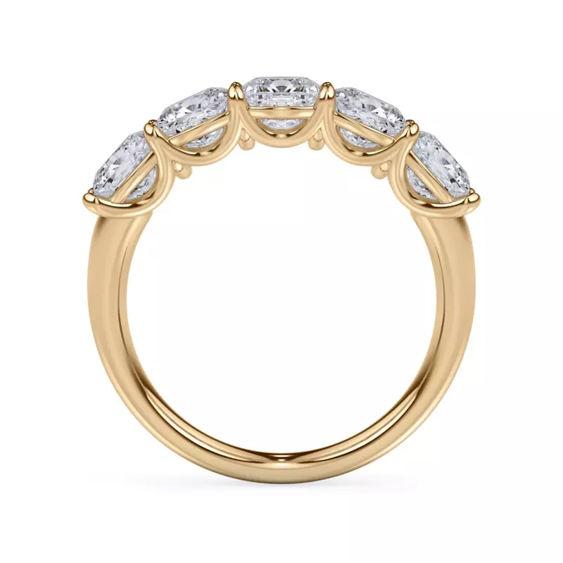 18K Yellow Gold Cushion Cut Diamond 5 Stone Ring (3.00 ct. tw.)