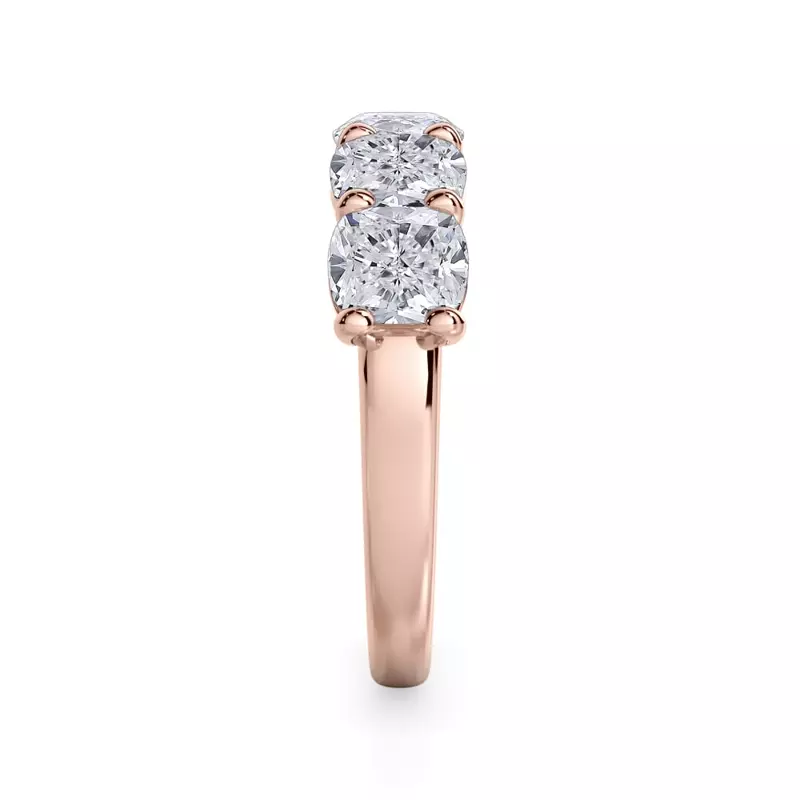18K Rose Gold Cushion Cut Lab Diamond 5 Stone Ring (3.50 ct. tw.)
