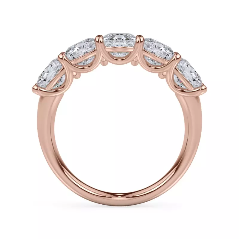 18K Rose Gold Cushion Cut Lab Diamond 5 Stone Ring (3.50 ct. tw.)