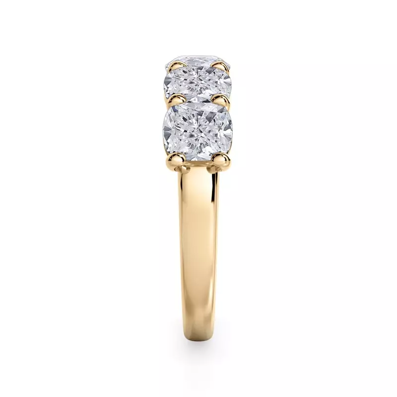 18K Yellow Gold Cushion Cut Lab Diamond 5 Stone Ring (3.50 ct. tw.)