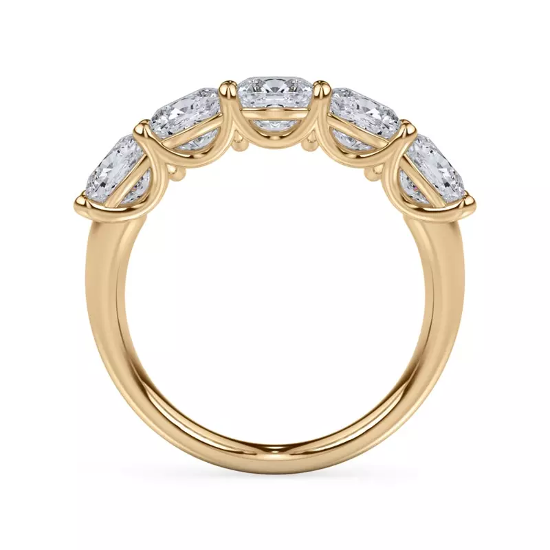 18K Yellow Gold Cushion Cut Lab Diamond 5 Stone Ring (3.50 ct. tw.)