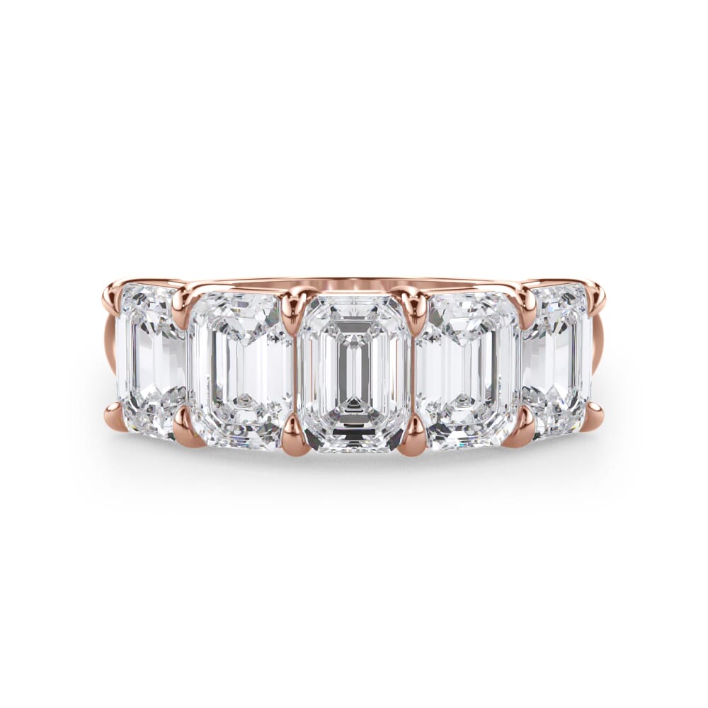18K Rose Gold Emerald Cut Lab Diamond 5 Stone Ring (3.00 ct. tw.)
