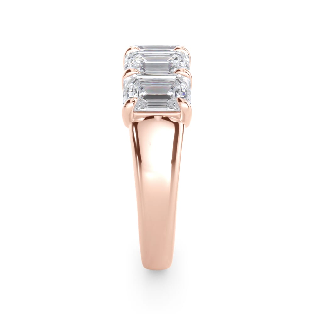 18K Rose Gold Emerald Cut Lab Diamond 5 Stone Ring (3.00 ct. tw.)