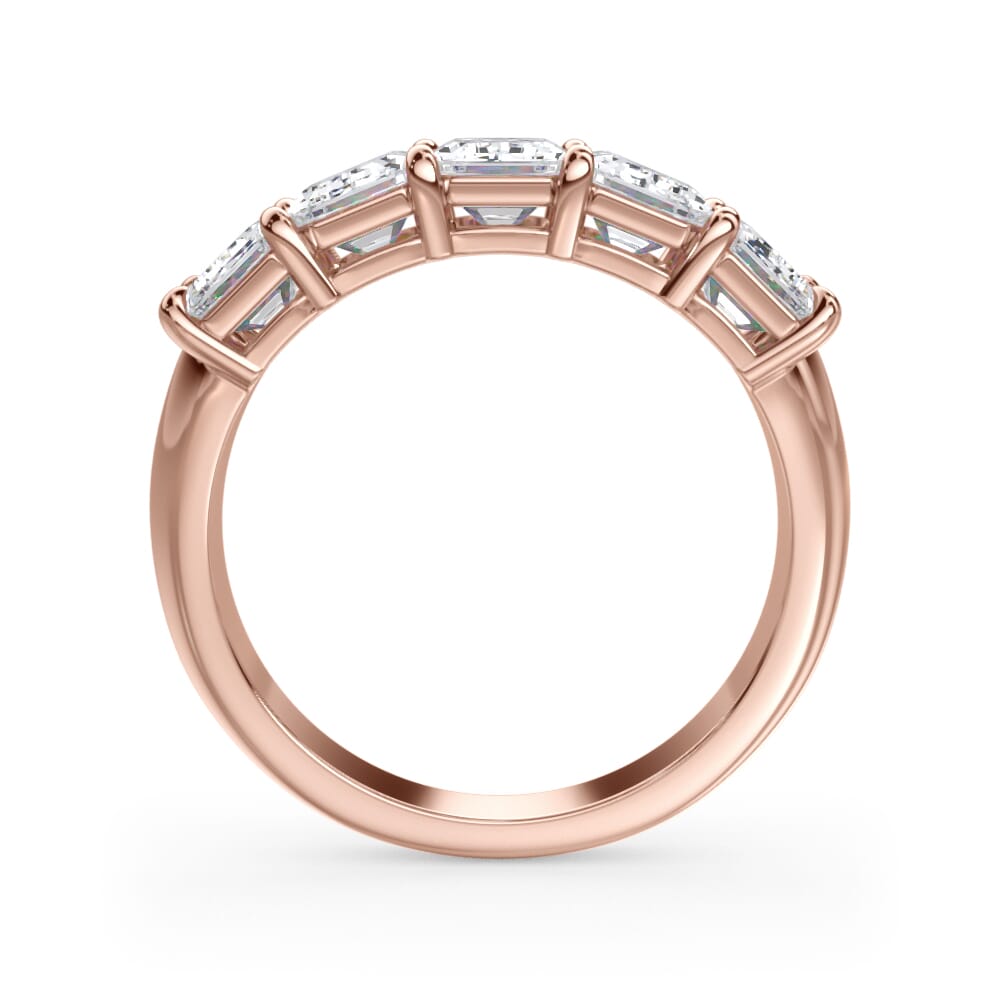 18K Rose Gold Emerald Cut Lab Diamond 5 Stone Ring (3.00 ct. tw.)