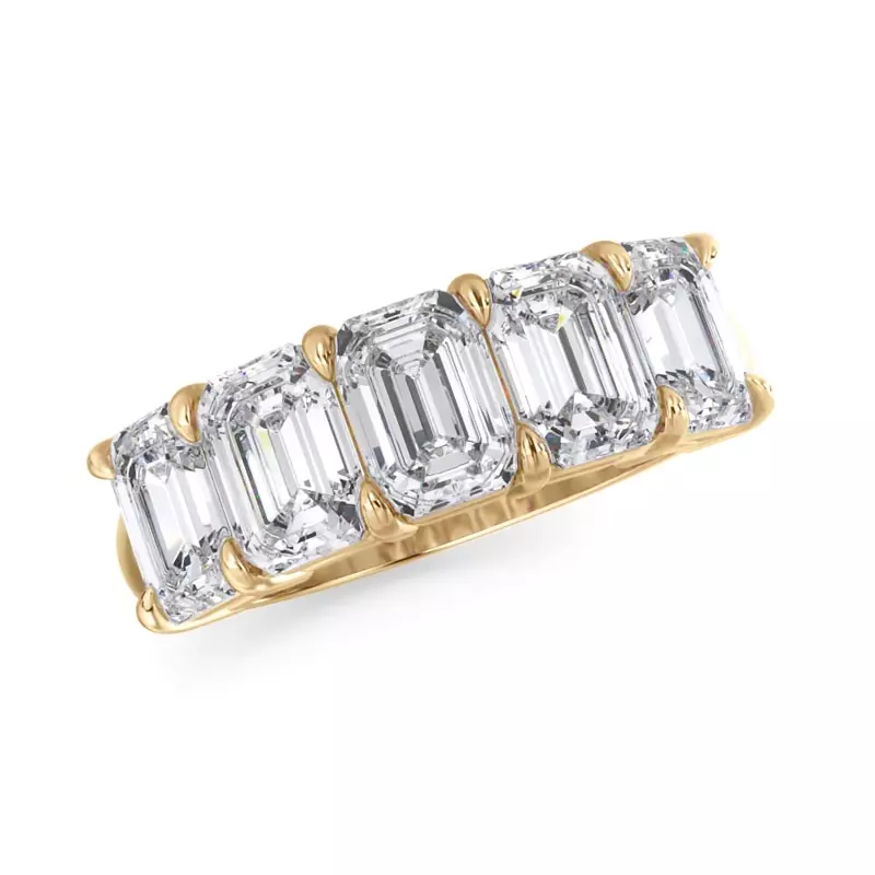 18K Yellow Gold Emerald Cut Diamond 5 Stone Ring (3.00 ct. tw.)